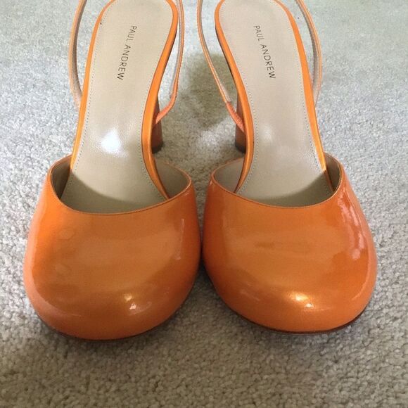 NWOT PAUL ANDREW Tangerine Round Toe Slingback Pump - Picture 5 of 14